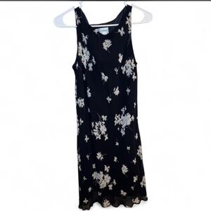 Evan Picone Black and White Floral Midi Dress
